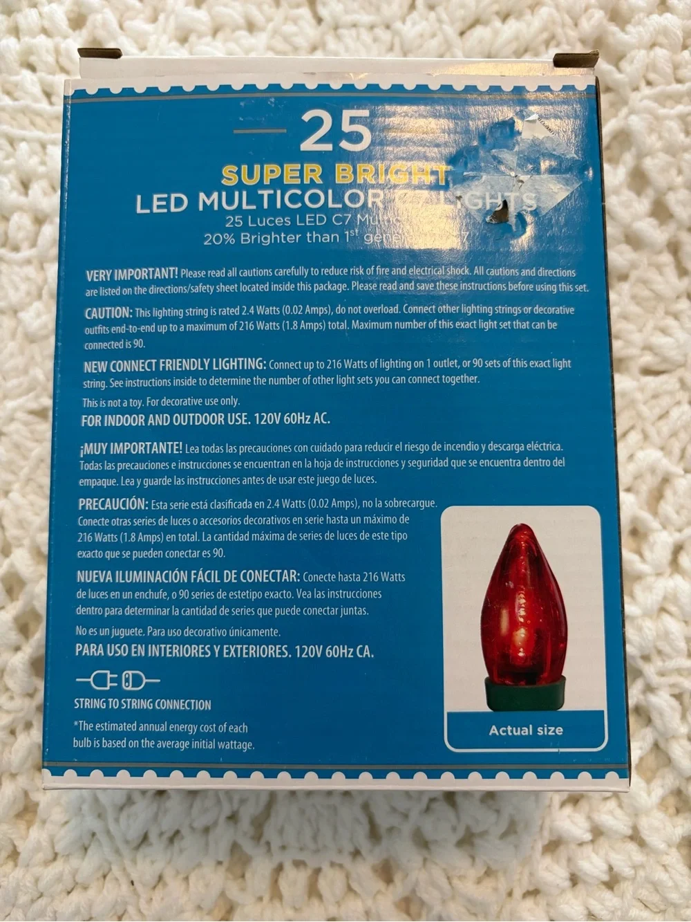 Holiday Time Multicolor LED C7 String Lights - Red, Blue, Green, Yellow